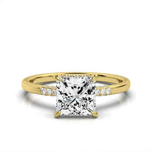 Bague de fiançailles en or massif 14 carats et 18 carats personnalisable bande de bijoux fins classiques avec diamant pour l'anniversaire de mariage des femmes - Product Image 2