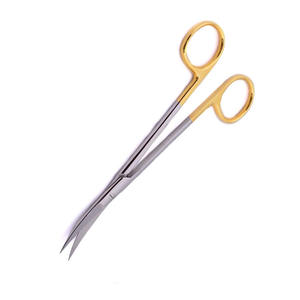 กรรไกรผ่าตัดสีทองครึ่งใบมีดโค้งคมขนาด180มม. 5นิ้วกรรไกรสเตนเลสจากเยอรมันสำหรับห้องผ่าตัด - Product Image 2