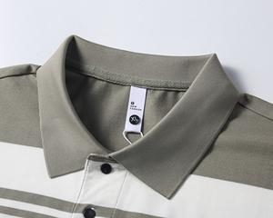 Premium hommes été pour polos rayé broderie Design Polyester coton tricoté tissu fil teint Technique solide - Product Image 4