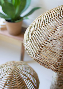 Natural Whimsy Hand Woven Water Hyacinth Mushrooms Ornements for Tabletop Room or Event Decor - Product Image 2