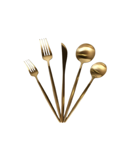 ชุดช้อนส้อมทองเหลืองดีไซน์ใหม่ล่าสุด คุณภาพเยี่ยม เคลือบทอง สำหรับงานแต่งงานและงานเลี้ยง - Product Image 1