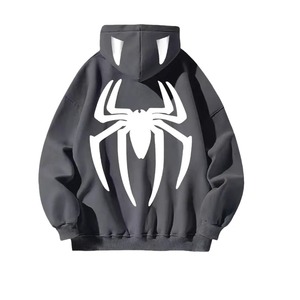 เสื้อฮู้ดลายแมงมุม เสื้อฮู้ดสไตล์อเมริกัน เสื้อคลุมแบบสวมหัว เสื้อโค้ทสำหรับฤดูใบไม้ร่วงและฤดูหนาว - Product Image 4