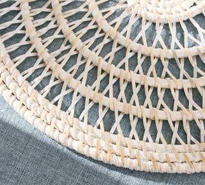 Tapis de table rond écologique en rotin bohème, décoration murale, napperons et sous-verres, vente en gros en gros pour salle à manger - Product Image 6