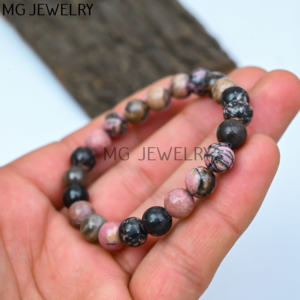 Pulseras de cuentas de Rodonita de 8mm, venta al por mayor, piedras preciosas de rodonita, pulseras redondas de cuentas de 8mm, pulseras de cuentas de cristales curativos - Product Image 3