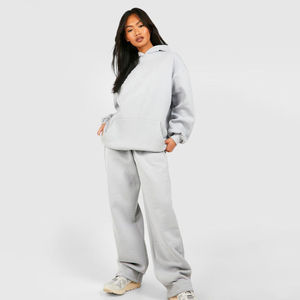 Full Customized Plain Design <b>Women</b> Winter Tracksuit 100% Cotton <b>Fleece</b> Pullover Hoodie & <b>Joggers</b> Set Quick-drying Breathable - Product Image 1