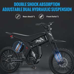 Bici elettrica da cross per adulti bici elettrica da 2500W con 1747Wh(48V 18.2AH * 2) batterie rimovibili da 37mph/85 miglia - Product Image 5