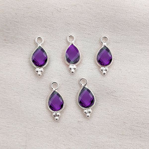 Charmes en améthyste quartz en forme de poire, sertis à la main, coupe briolette, argent sterling 925, ensemble de sertis, pendentif, fabrication de bijoux, charmes en vrac - Product Image 1