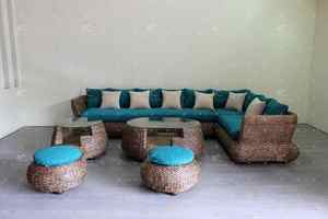 Gorgeous Natural Material Water Hyacinth <b>Wicker</b> <b>Sofa</b> Set for Indoor Living Room Use - Product Image 2