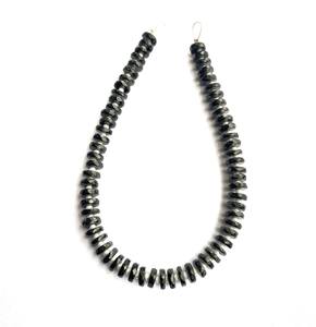 พลอยอัญมณีทรงกลมแบนสีดำธรรมชาติรูปทรงล้อลูกปัดพลอยสีดำธรรมชาติ - Product Image 4