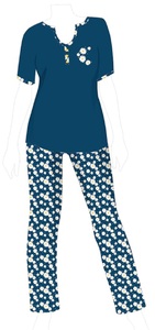 Conjunto de pijamas de algodón 100% en toda la parte superior inferior impresa con impresión se puede personalizar tela estampada estilo Manga fabricada en la India - Product Image 3