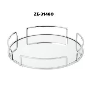 Bandeja de Metal de Diseño Artesanal para Decoración del Hogar, Tiendas y Cestas de Regalo, con Brillo Dorado, Fabricada por Zahid Exports en India - Product Image 3