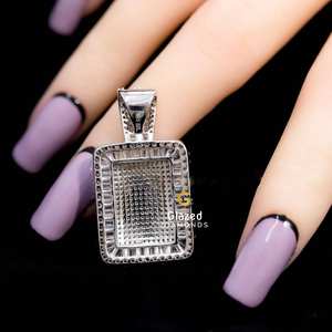 Colgante de Plata de Ley 925 para hombre, colgantes finos rectangulares de nueva moda, Baguette brillante, Diamante cultivado en laboratorio, completamente helado para regalos - Product Image 6