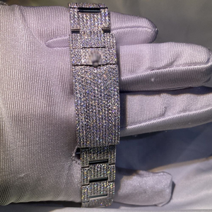 Montre-bracelet unisexe de luxe, mode, bling, hip-hop, entièrement sertie de quartz, cadran en verre, argent, or, or blanc, or jaune, moissanite - Product Image 2