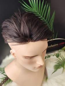 Wholesale 2025 100% Human Hair Premium Quality Full Cuticle Toupee for <b>Men</b> High Quality Full <b>Wig</b> for <b>Men</b> - Product Image 2