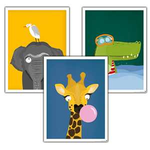 Affiche pour chambre d'enfant style design moderne, ensemble Afrique de 3 affiches 30 x 40 cm - Product Image 6