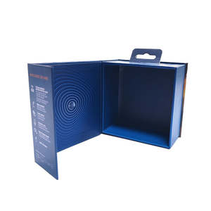 Premium Custom Printed Rigid Flip <b>Box</b> with Magnetic Closure, Blue Cardboard Packaging for Wireless Headphones - Product Image 3