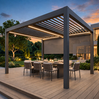 Abri de terrasse résistant au vent, imperméable, gazebo extérieur en aluminium à lames orientables avec écran zippé pour jardin, cour arrière, terrasse