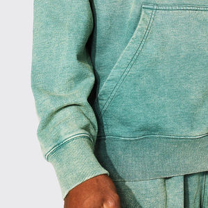 Pull à capuche vintage épais 100% coton pour hommes, long lavage à l'acide solide surdimensionné XS hiver polaire avec motif imprimé - Product Image 4