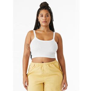 Blanc Bella Canvas 1012 FEMME MICRO RIB SPAGHETTI STRAP TANK 52% coton 48% polyester Crop Tank Top Respirant - Product Image 1