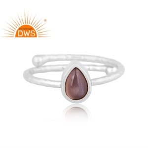 Nuevo diseño de plata de ley fina, piedra lunar de Chocolate Natural, anillo apilable de piedras preciosas, joyería para mujer, regalo para ella - Product Image 2