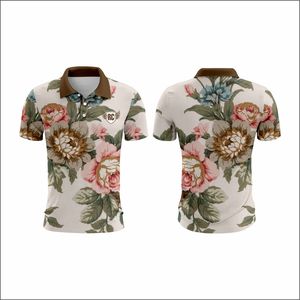 Vente en gros de polo de golf pour hommes à séchage rapide décontracté en polyester athlétique design floral personnalisé maillot respirant ajusté athlétique - Product Image 4