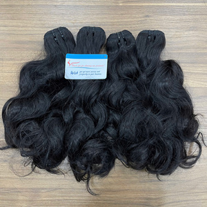 Extensions de cheveux humains vietnamiens bruts vierges non transformés Style ondulé naturel cuticule alignée Machine Double trame faisceaux - Product Image 1
