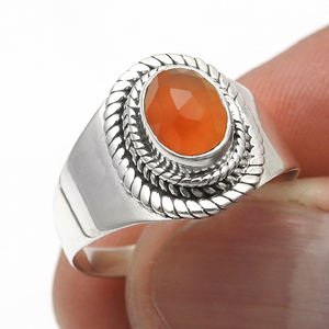 Piedra preciosa de cornalina naranja Natural 100%, joyería de plata fina semipreciosa, anillos de promesa hechos a mano de plata de ley sólida 925 a granel - Product Image 1