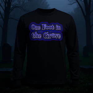<b>Blue</b> One Foot in the Grave Promotional T-Shirt <b>Long</b> <b>Sleeve</b> Tank <b>Top</b> with Intriguing Graphic Design - Product Image 3