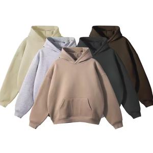 High Quality No <b>Strings</b> Blank Fleece Drop Shoulder Hoodies Men Cotton Pullover Wholesale Custom Printing Hoodies - Product Image 1