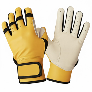 Guantes de Bateo de Béisbol Profesionales de Cuero Duradero, Azul Oscuro y Blanco, Ligeros, Transpirables, Colores y Tamaños Personalizados para Entrenamiento - Product Image 3
