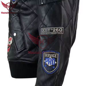 Premium <b>Men's</b> Winter Quilted Puffer <b>Jacket</b> Trendy <b>Fly</b> <b>Leather</b> Bomber Coat Custom Logo Genuine <b>Leather</b> Windbreaker Letterman Coat - Product Image 3