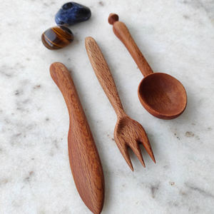 Elegante juego de cubiertos de madera de primera calidad con cubiertos con acabado multicolor, perfecto para vajilla y utensilios de mesa - Product Image 4