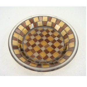 Plat à bougie conique en verre mosaïque de couleur verte, forme ronde, pour la décoration de la table à manger à la maison, fête - Product Image 2