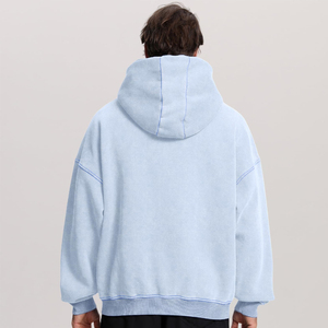 Sweat-shirts à capuche zippés pour hommes en gros, lourds, délavés et usés, 100% coton, sweat-shirts à capuche zippés pour hommes en coton délavé à l'acide - Product Image 4