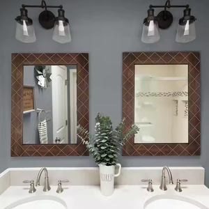 Azora Industries Miroir de courtoisie mural en bois pleine longueur de style moderne Design ondulé irrégulier avec cadre en bois pour la décoration - Product Image 3