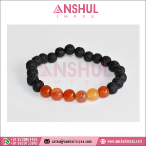 Premium Quality Best Selling Fashion Jewelry Women's Crystals 8mm Round <b>Gemstone</b> Beaded Lava Diffuser <b>Bracelet</b> at Bulk Price - Product Image 2