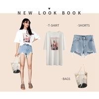 Nouveauté : Short en jean femme taille haute, respirant, délavé, écologique, extensible, décontracté, 140g, motif floral, séchage rapide, collection 2022