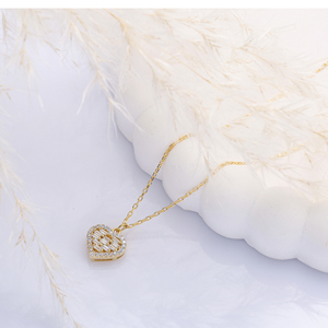 Dainty <b>Heart</b> Design CZ Stone Charm <b>Necklace</b> Pendant Turkish Wholesale Handcrafted 925 <b>Silver</b> Pendant - Product Image 4