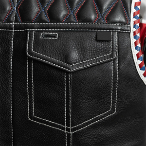 Gilet en cuir noir pour homme, design unique, grande taille, poches avant chauffantes pour moto en hiver, sans manches - Product Image 4