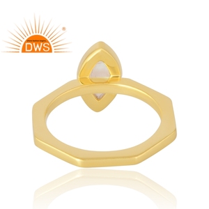 Latest Selling 925 Sterling Silver 18K Gold Plated Natural Rainbow <b>Moon</b> Stone Gemstone <b>Ring</b> Demi Fine Jewelry Manufacturer - Product Image 2