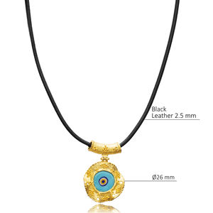 Blue Eye Design Cuir 22K Vintage Collier Charme En Gros Turc Fabriqué À La Main 925 Bijoux En Argent Sterling - Product Image 3