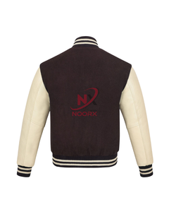 Veste en laine personnalisée NoorX Sports, style varsity, respirante, coupe-vent, poignets côtelés, boutons pression, broderie de logos en option - Product Image 2
