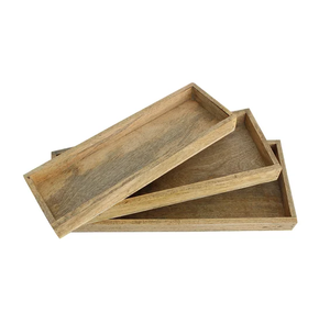 Plateau de service en bois d'acacia Plateau de service en bois massif de forme carrée sur mesure Plateau en bois - Product Image 6
