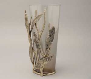 Modern Glass <b>Vase</b> for Home Hotel Restaurant Decorative stylish <b>vase</b> Cylindrical Shaped High Quality gold & <b>clear</b> color <b>Vase</b> - Product Image 1