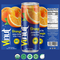 100% Vers Fruit 490ml Geblikte Drank met 50% Sap en Vruchtvlees: Cranberry, Lychee, Sinaasappel, Aardbei - Groothandel - Private Label OEM