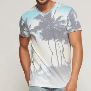 Hombres estilo casual sublimación camisetas algodón poliéster personalizado manga corta suave impreso camiseta - Product Image 5