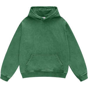 Hoodie brodé personnalisé hiver 2025 en molleton 100% coton, coupe oversize, couleur unie, style streetwear, délavé à l'acide pour homme - Product Image 1