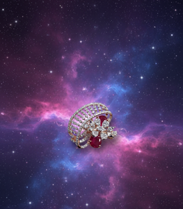 แหวนเงินแท้ 925 คุณภาพพรีเมียม ประดับเพชรโมอิสซาไนต์และพลอยสีชมพู - Product Image 3