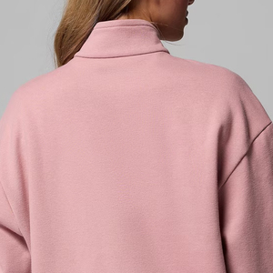 Sweat-shirt pour femmes en coton et polyester, design tendance et doux, pour commandes en gros avec logo personnalisé, vêtements décontractés avec col zippé - Product Image 5