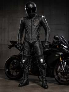 Combinaison en cuir pour moto noire avec doublure en coton amovible, veste et pantalon de protection pour la conduite, équipement de sécurité CE - Product Image 4
